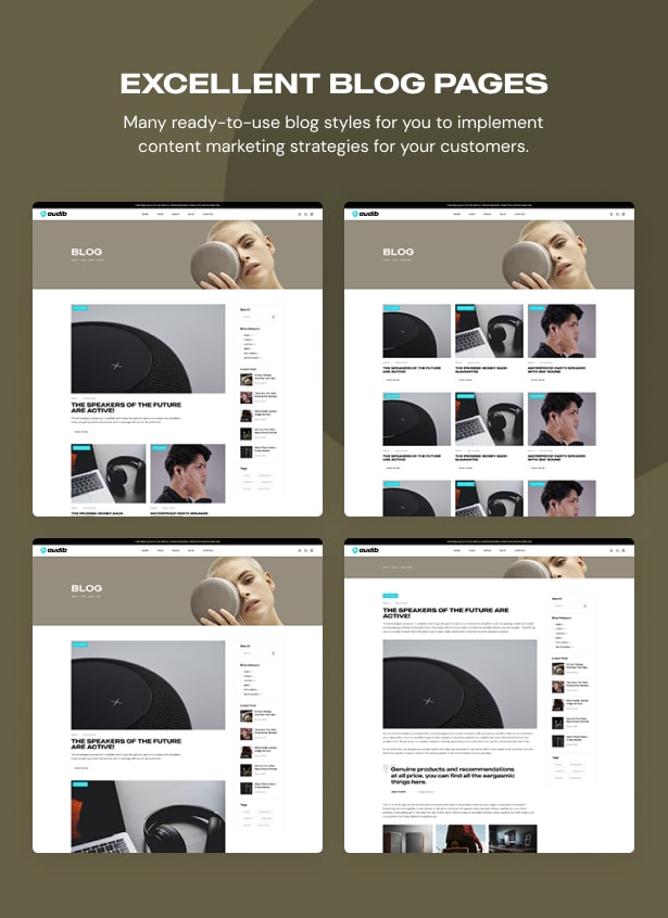 Audib - Audio Store WooCommerce Theme Blog Pages