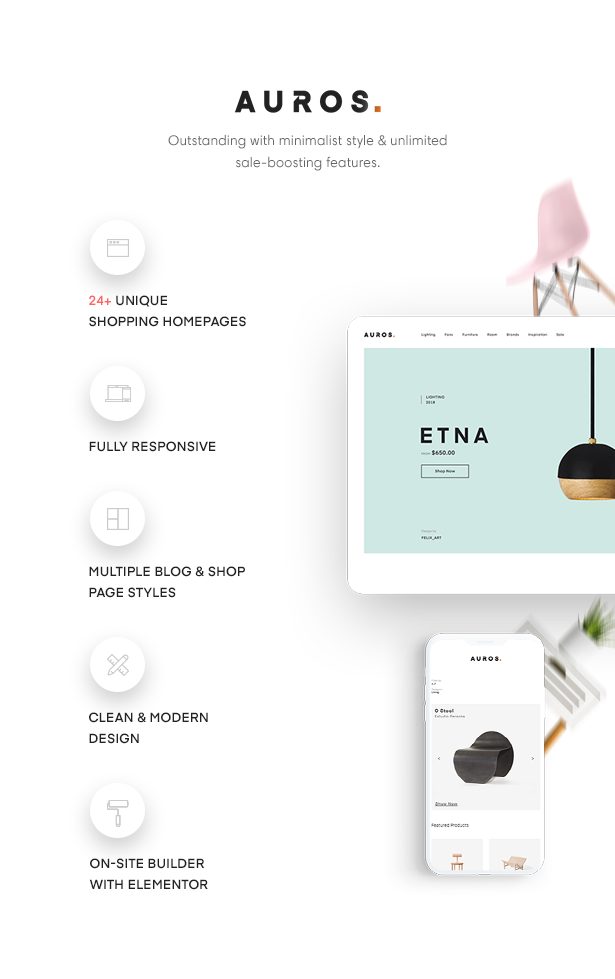 Auros – Furniture Elementor WooCommerce Theme