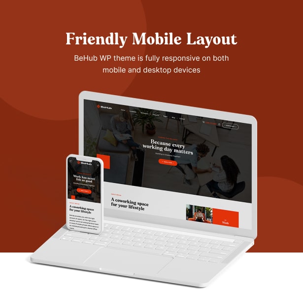 BeHub - Coworking Space WordPress Theme responsive mobile friendly