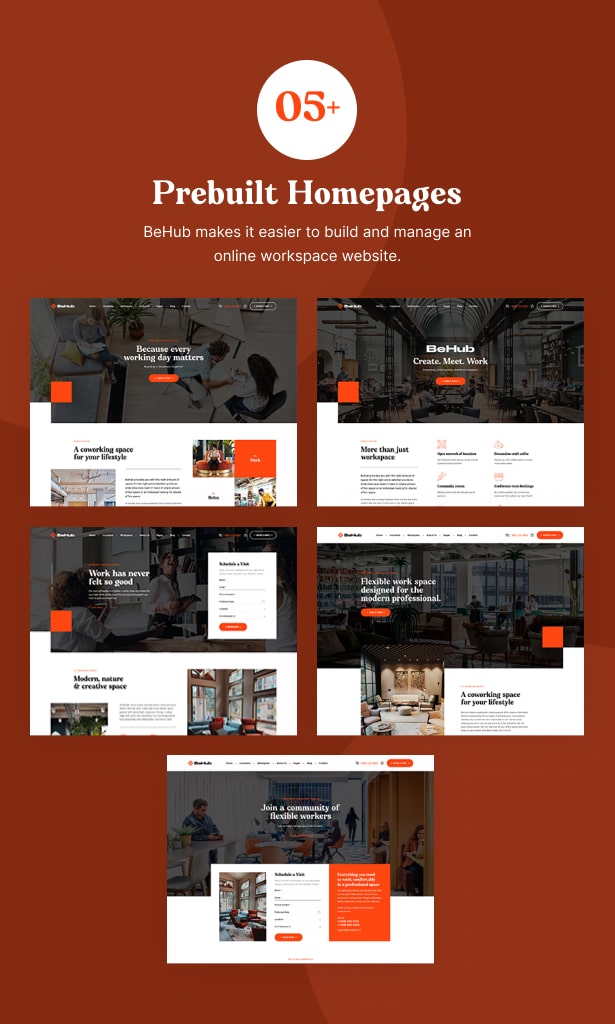 BeHub - Coworking Space WordPress Theme Hompage Demos