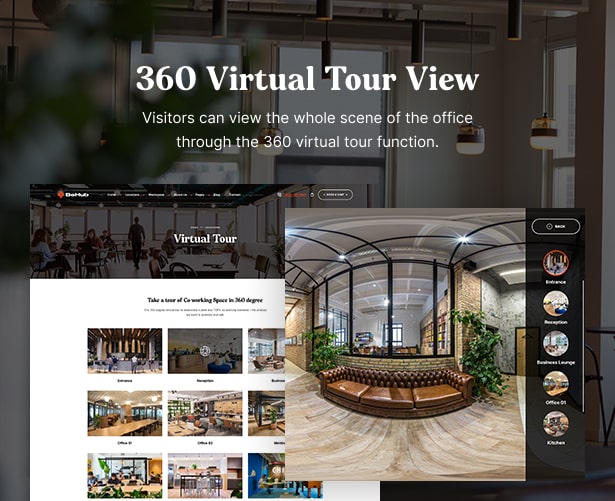 BeHub - Coworking Space WordPress Theme 360 Virtual Tour View