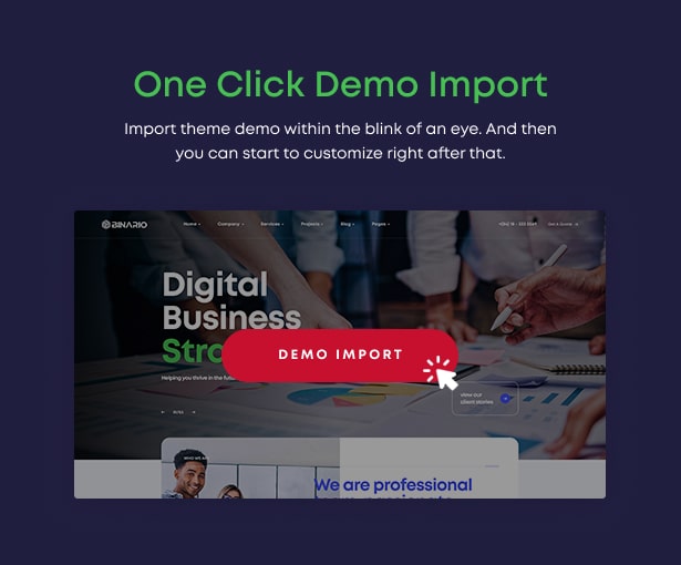 Binario - Digital Solutions WordPress Theme one click demo import