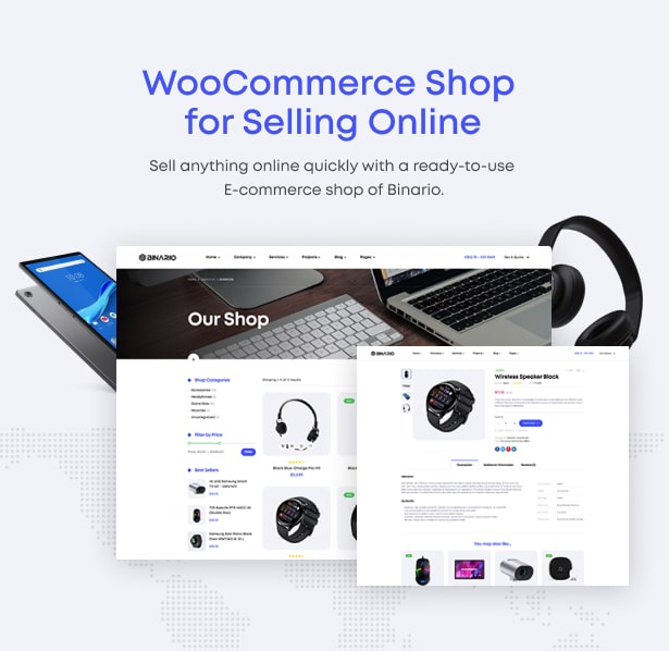 Binario - Digital Solutions WordPress Theme woocommerce shop