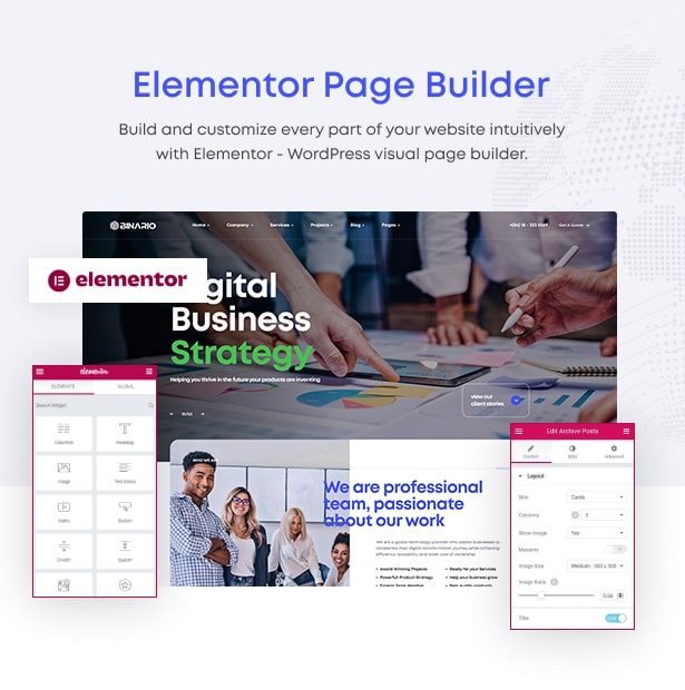 Binario - Digital Solutions WordPress Theme Elementor