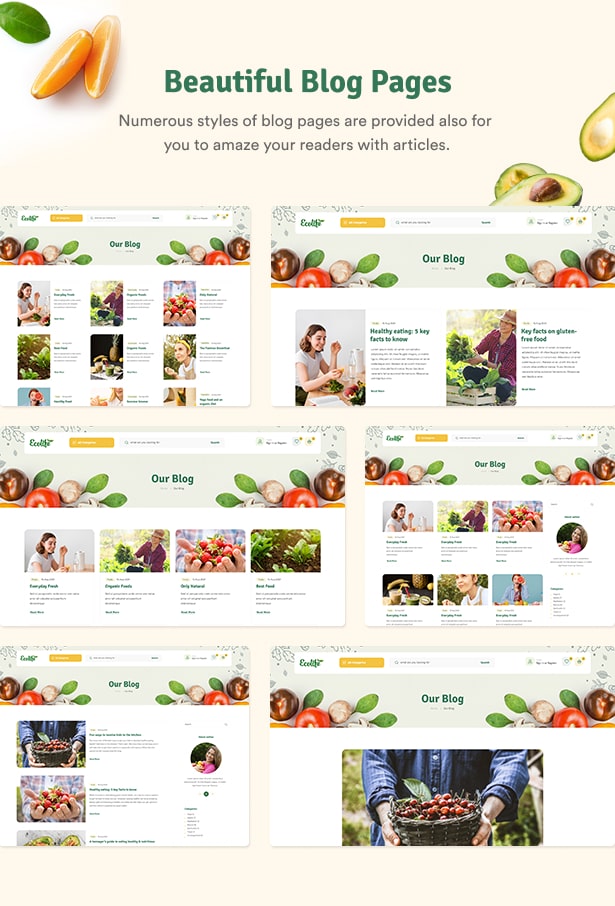 Ecolive - Organic Food WooCommerce WordPress Theme - Beautiful Blog Pages
