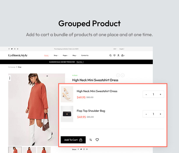 Fashion WooCommerce WordPress Theme - Grouped Products