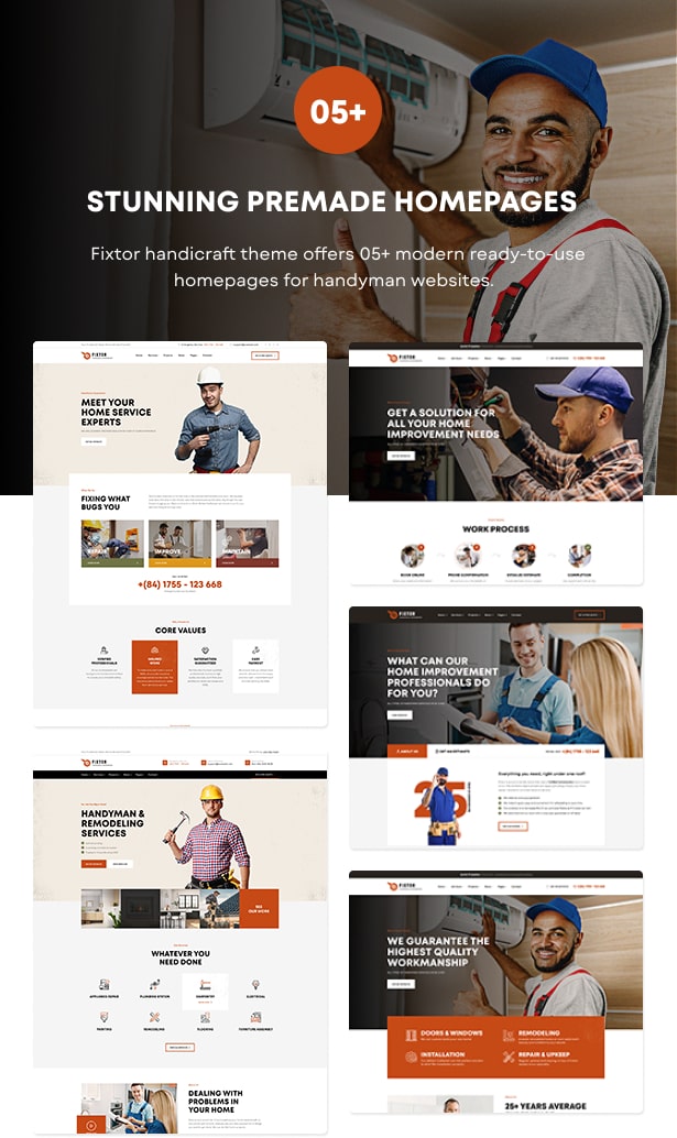 05+ home repair WordPress theme demos