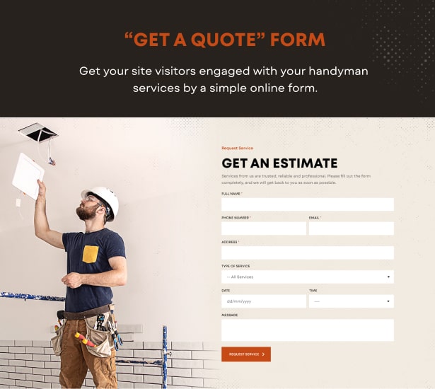 form submit online home repair WordPress theme
