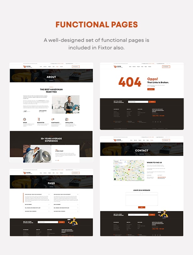 functional page home repair services WordPress