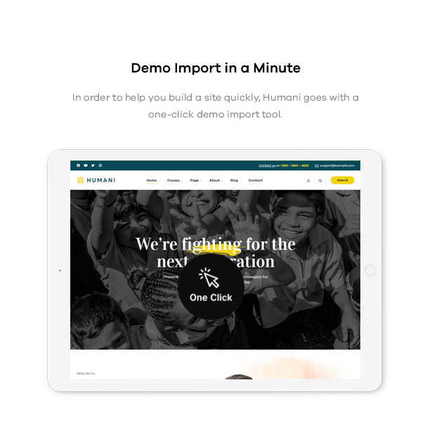 Humani - Nonprofit & Charity WordPress Theme - One Click Demo Import