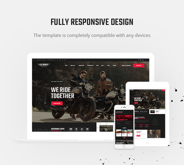 Lex Rider is a fully responsive Biker & Motorcycle WordPress Theme