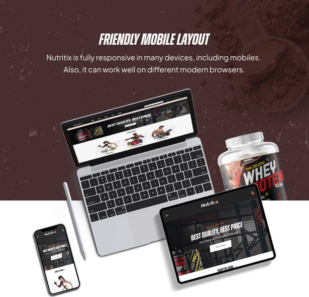 Nutritix - Supplement nutrition WooCommerce Theme mobile responsive