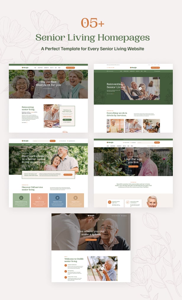 Onilife - Senior Living WordPress Theme Homepage Demos
