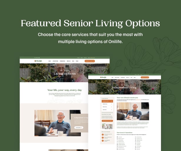 Onilife - Senior Living WordPress Theme - Living Options