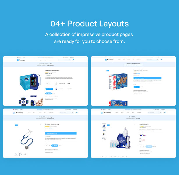 Pharmacy WordPress Theme Product Layouts