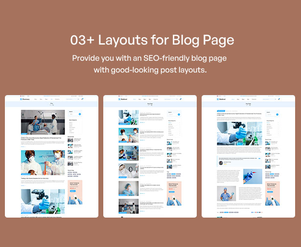Pharmacy WordPress Theme Blog Pages