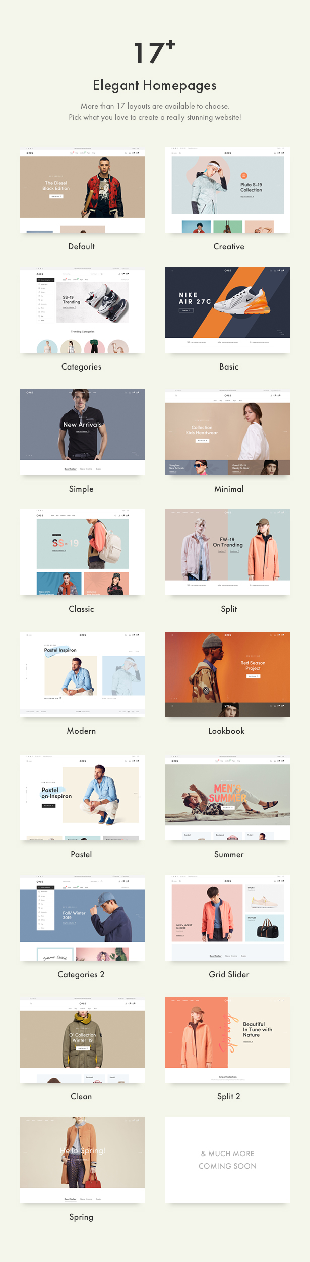 QOS - Fashion eCommerce WordPress Theme Demos - Eye-Catching Fashion Homepages Layouts