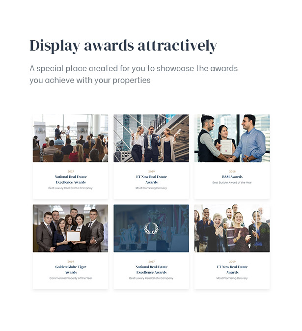 Rehomes - Real Estate Group WordPress Theme - Display awards attractively