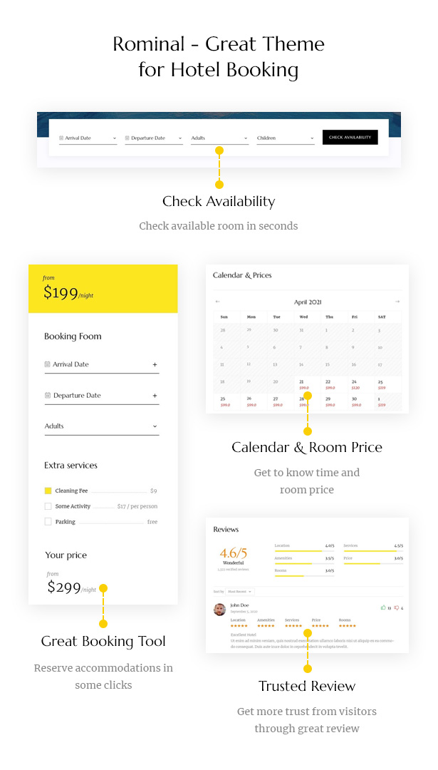Rominal - Hotel Booking WordPress Theme - Multiple Functions for Hotel Room Booking