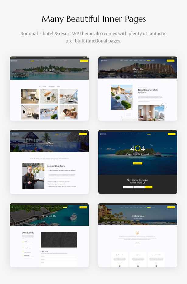 Rominal - Hotel Booking WordPress Theme - Premade Function Pages
