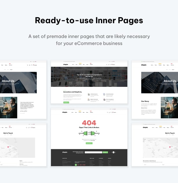 Shopio Multipurpose WordPress Theme Inner Pages