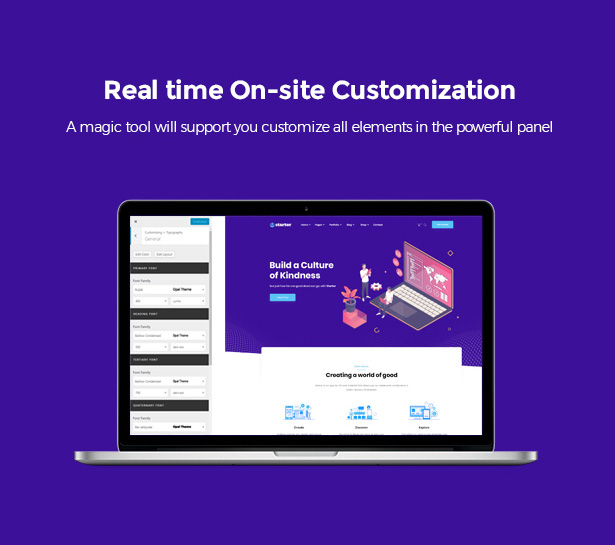Real-time WP Customizer Startor Startup Business WordPress Theme