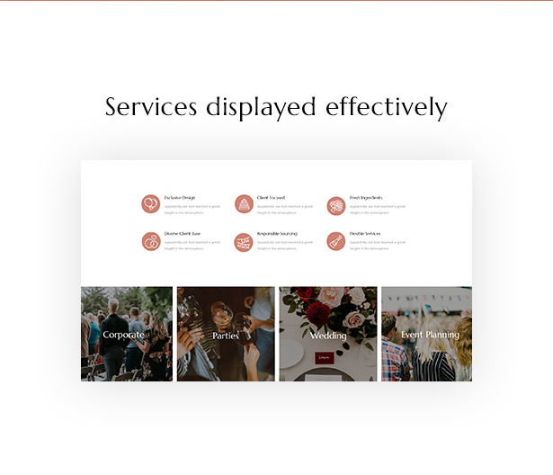 Taysta - wedding planner wordpress theme - Showcase Services