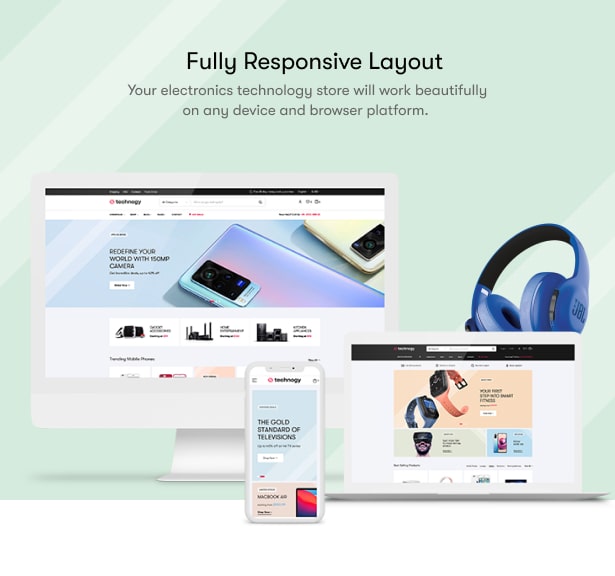 Technocy - Mobile Responsive Electronics Store WooCommerce Theme - Fully Responsive Layout