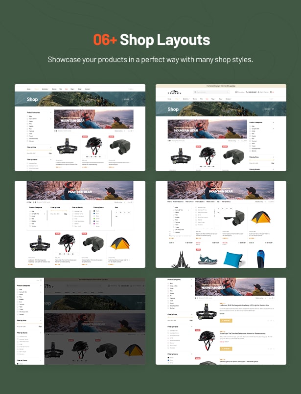 Trekky Outdoor Gear WooCommerce Theme shop pages