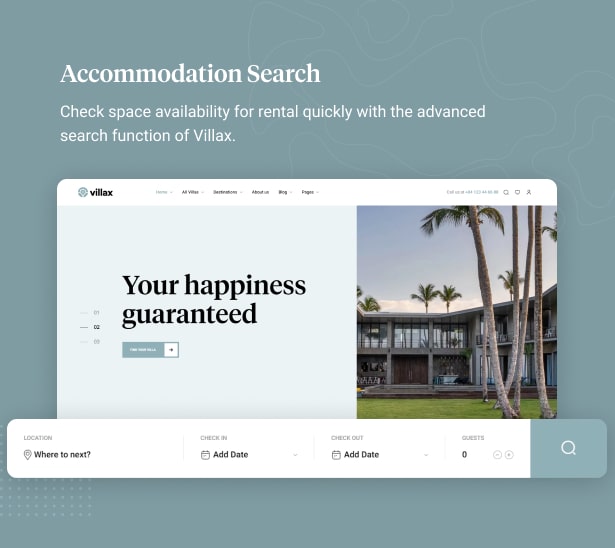 Villax - Villa & Vacation Rentals WordPress Theme - Advanced Accommodation Search