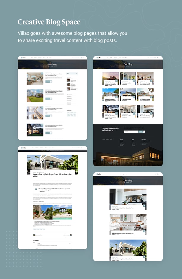 Villax - Villa & Vacation Rentals WordPress Theme - Creative Blog Space
