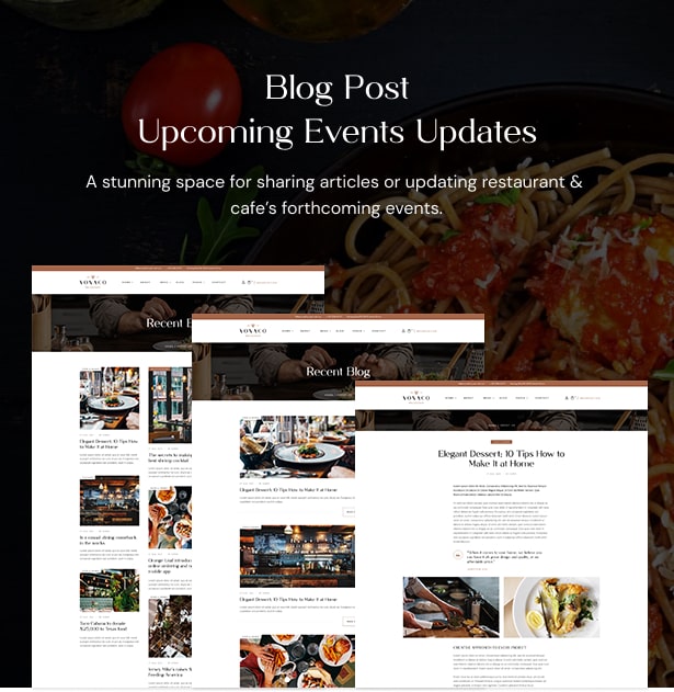 Vonaco Restaurant Coffee Shop WordPress Theme - Blog Events