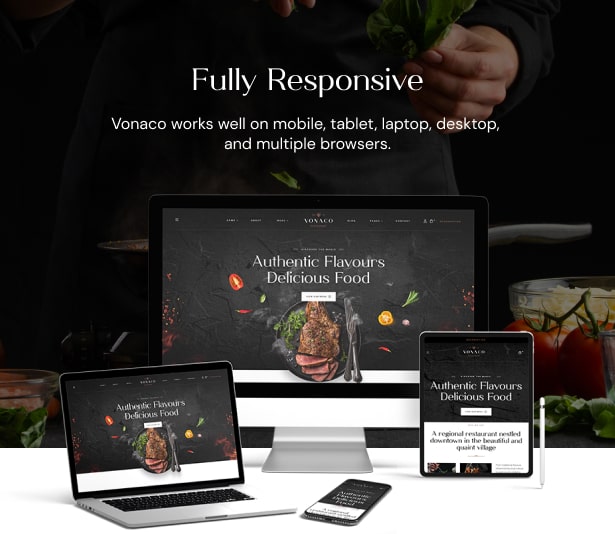 Vonaco Restaurant Coffee Shop WordPress Theme - Fully Responsive