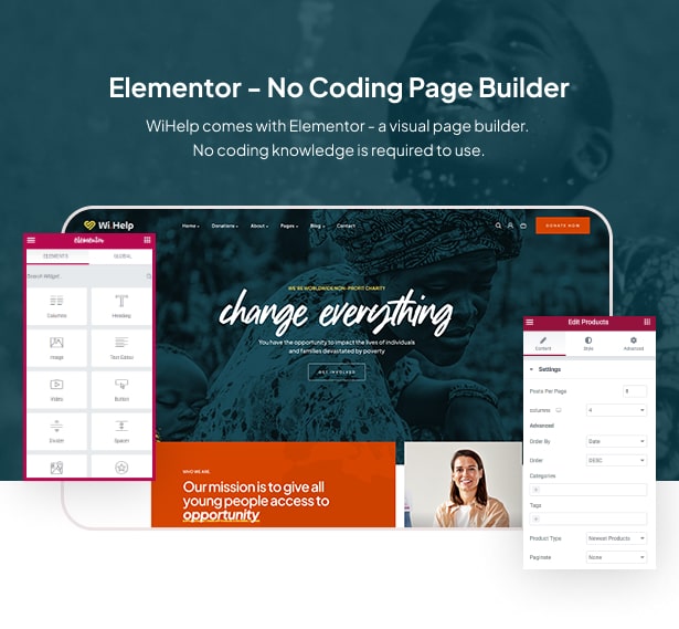 WiHelp - Nonprofit Charity WordPress Theme Elementor