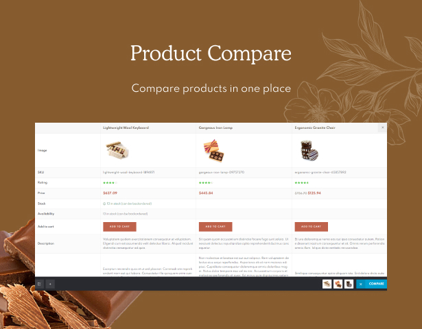 Xocora - Food Bakery WooCommerce WordPress Theme - Product Compare