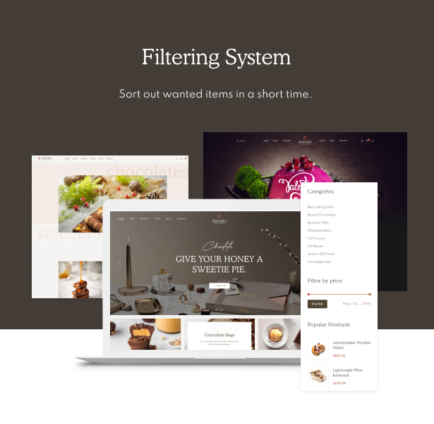 Xocora - Food Bakery WooCommerce WordPress Theme - Filtering System