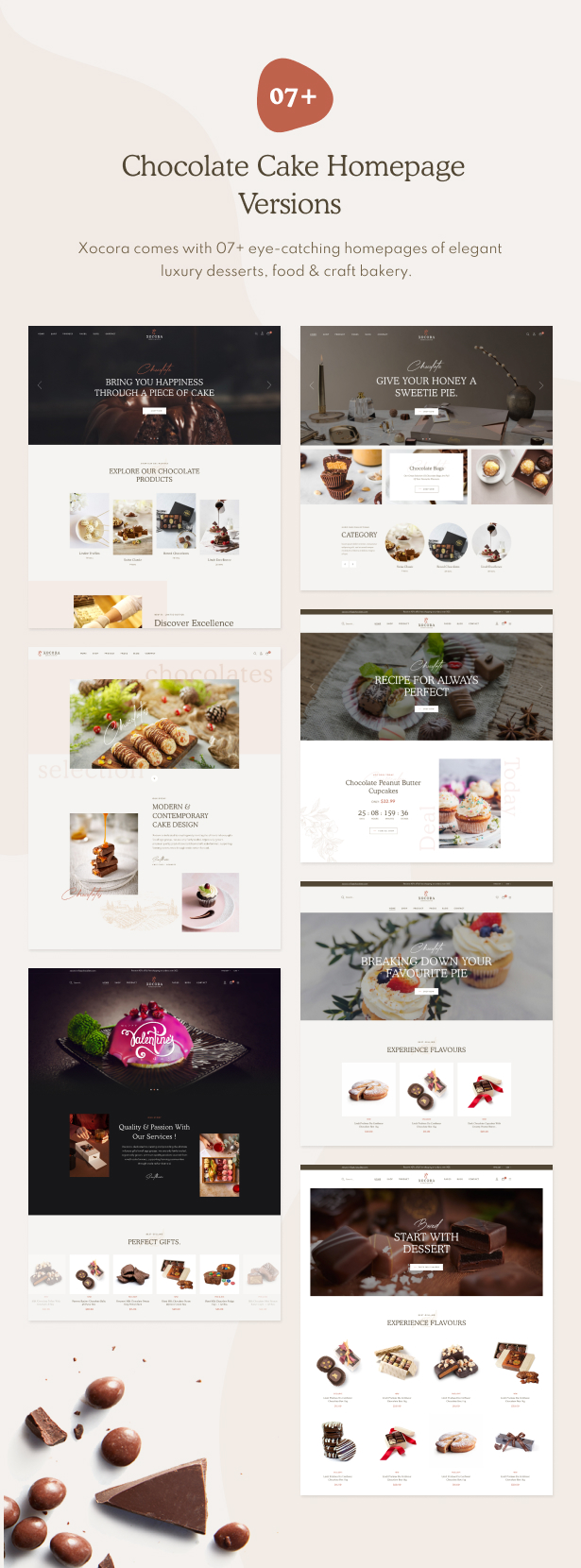 Xocora - Food Bakery WooCommerce WordPress Theme - Homepage Versions