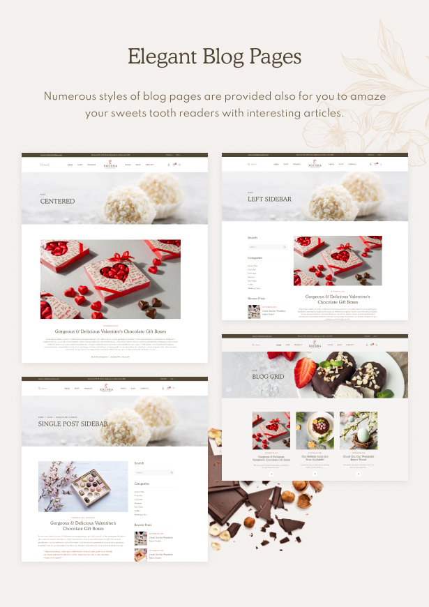 Xocora - Food Bakery WooCommerce WordPress Theme - Elegant Blog Pages