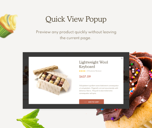Xocora - Food Bakery WooCommerce WordPress Theme - Quick View Popup