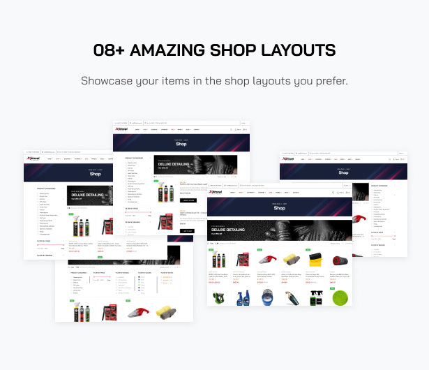 Xprocal - Car Care WooCommerce Theme - Shop Layouts