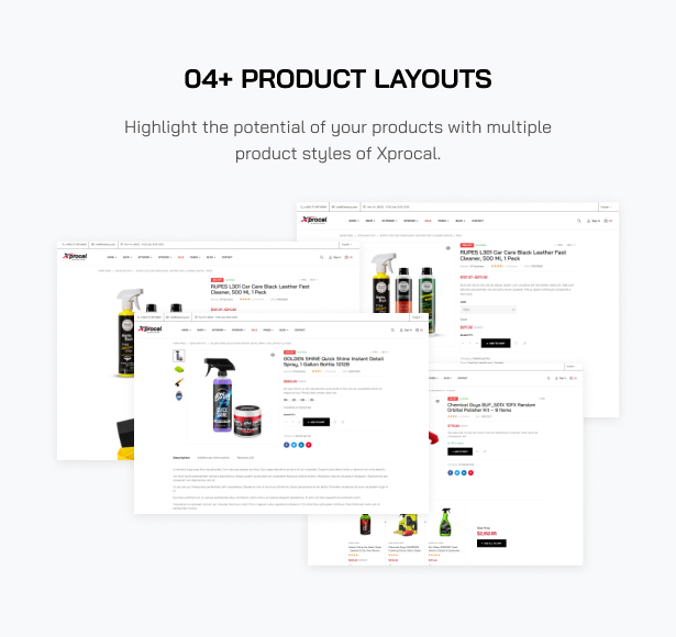 Xprocal - Car Care WooCommerce Theme - Product Layouts