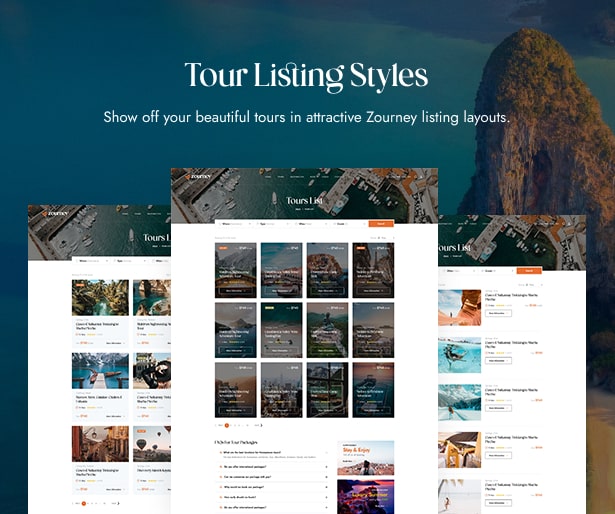 Zourney - Travel Tour Booking WordPress Theme - tours listing