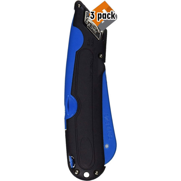 COSCO 091508 Easycut Cutter Knife w/Self-Retracting Safety-Tipped Blade, Black/Blue