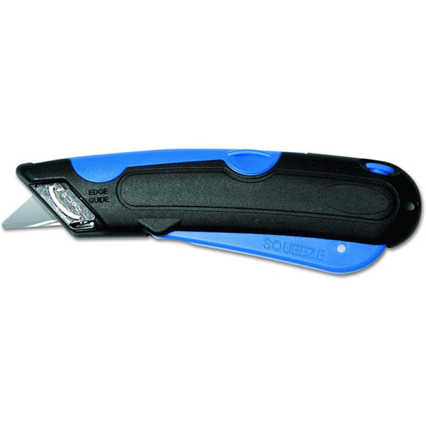 COSCO 091508 Easycut Cutter Knife w/Self-Retracting Safety-Tipped Blade, Black/Blue - Image 2