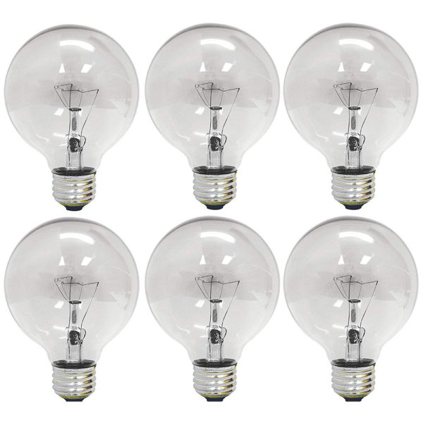 GE Lighting 12980 40-Watt 410-Lumen G25 Globe Light Bulbs, Crystal Clear, 6-Pack