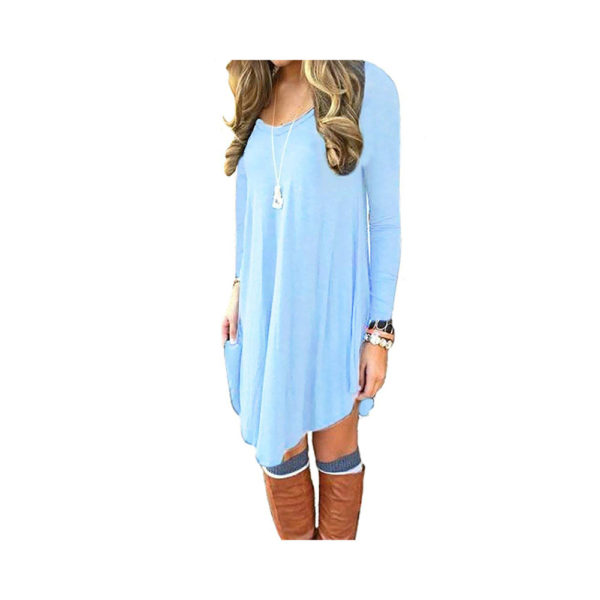 DEARCASE Women's Long Sleeve Casual Loose T-Shirt Dress