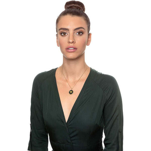 I Love You Necklace 24k Gold Inscribed in 120 Languages Including Braille and Sign Language in Miniature Text onto a Round Black Onyx Gemstone Pendant, 18" Rolo Chain - Image 4