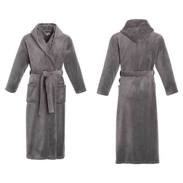 Alexander Del Rossa Men's Plush Fleece Robe with Hood, Warm Big and Tall Bathrobe - Image 4
