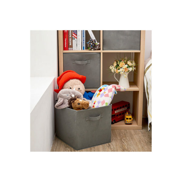 EZOWare Set of 4 Foldable Fabric Basket Bin, Collapsible Storage Cube Boxes for Nursery Toys (13 x 15 x 13 inches) (White) - Image 4