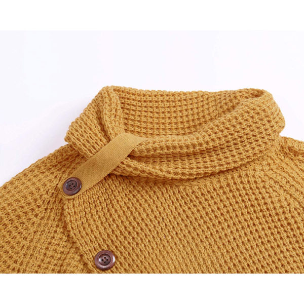 Asvivid Women's Chunky Button Turtle Cowl Neck Asymmetric Hem Wrap Pullover Sweater - Image 2